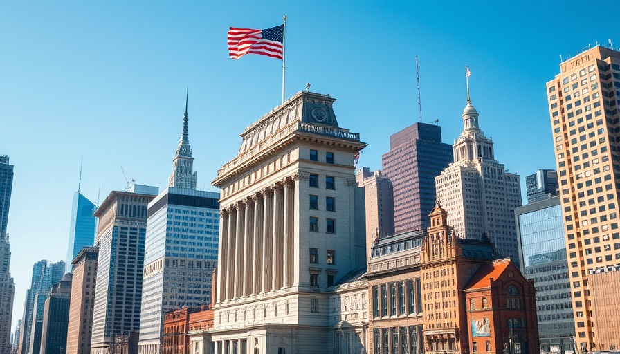 Financial district skyscrapers symbolize business growth capital.