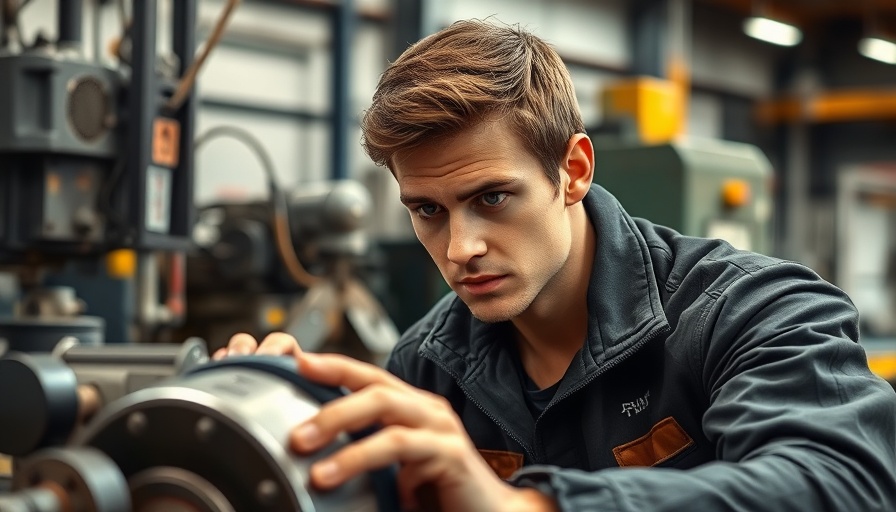 Technician using rotary grinding tables for improved manufacturing efficiency.