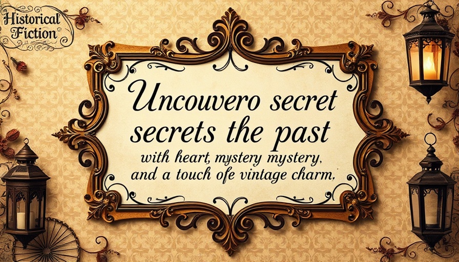 Historical fiction vintage artwork with ornate frame and inspiring quote.