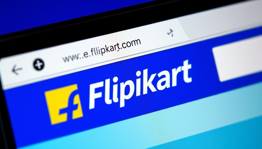 Close-up of Flipkart website interface showing logo and search bar.