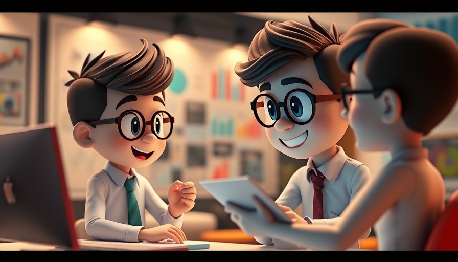 3D cartoon figures discussing a tech deal