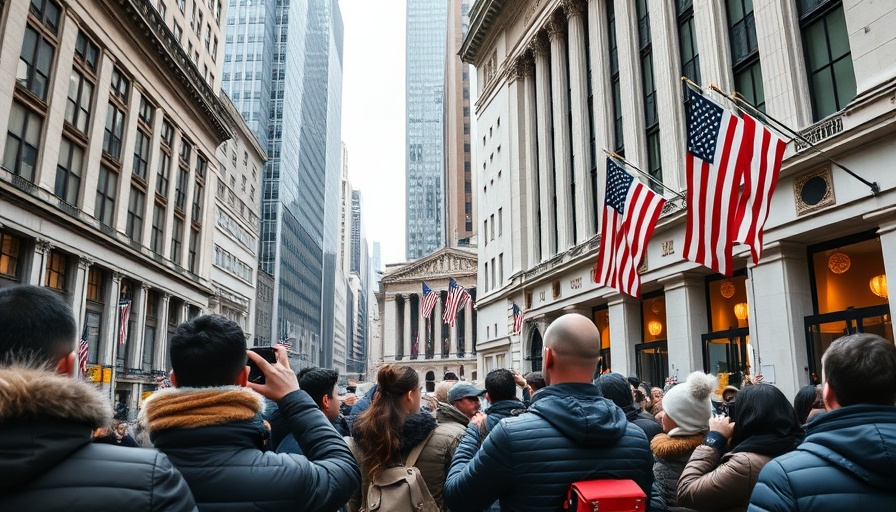 People taking photos of the New York Stock Exchange, rate cut bets amidst government shutdown.