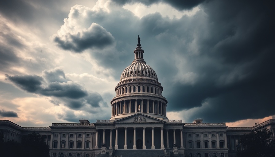 Capitol Building under dramatic clouds symbolizing government shutdown impact.