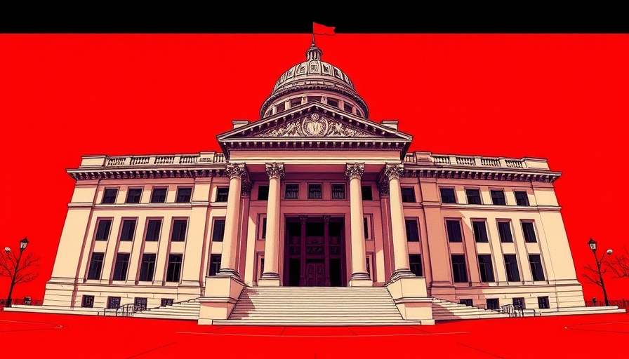 Government building illustration symbolizing startups and government collaboration.