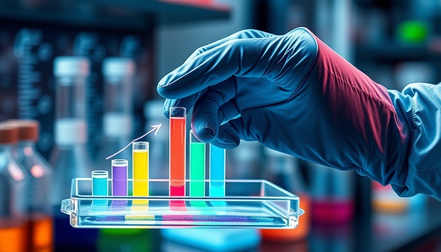 Korea biotechnology investment trends illustrated with lab tools and growth chart.