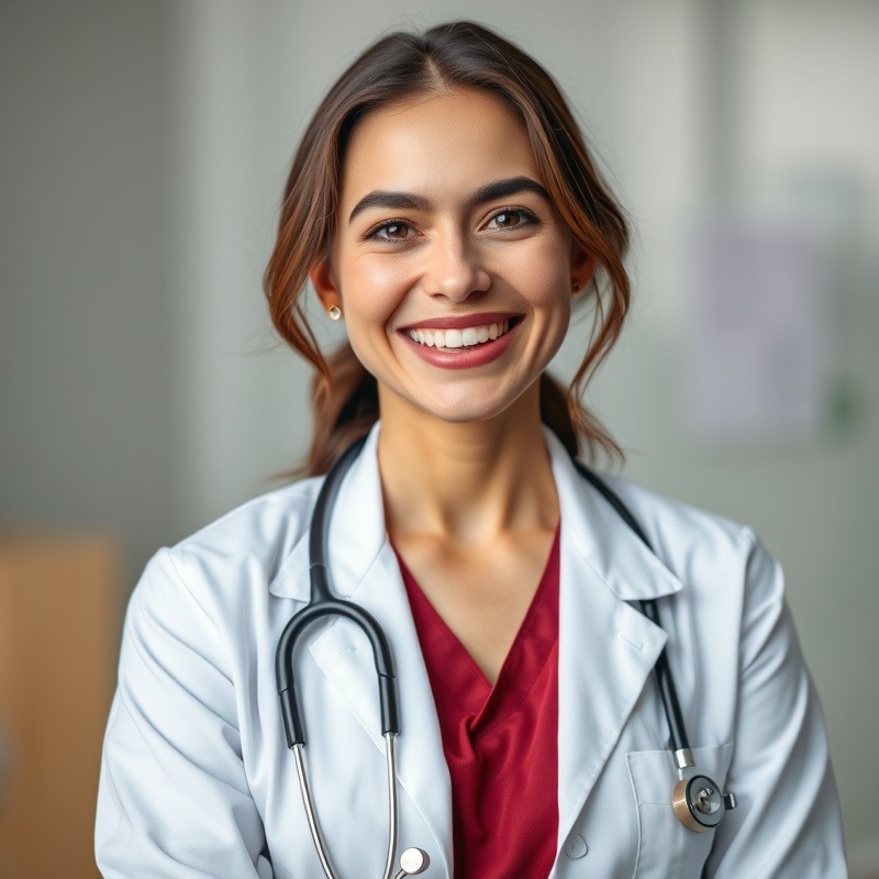 Gorgeous doctor with a joyful smile celebrating her lottery win