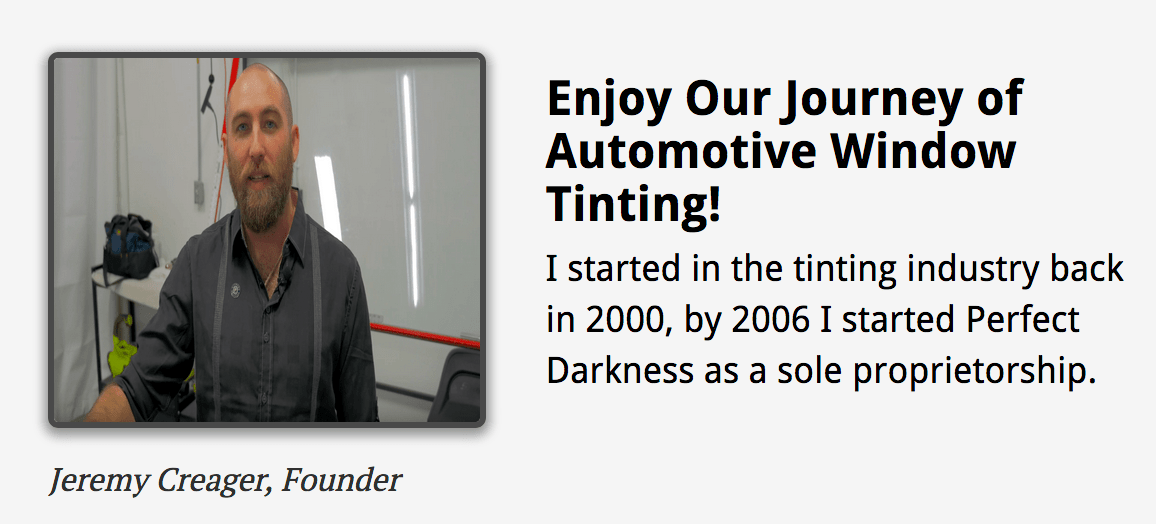 Jeremy Creager, Founder of Perfect Darkness Tint