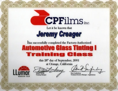CPFilms Automotive Glass Tinting 1 Training Class