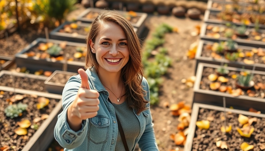 Woman in autumn garden managing mulch for winter preparation.