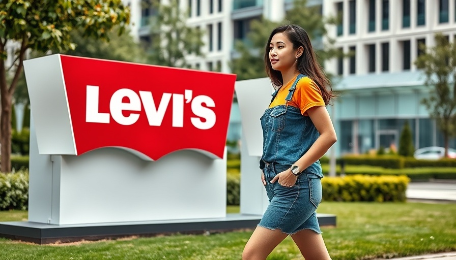 Young woman walks by Levi's sign highlighting strategic price increases.