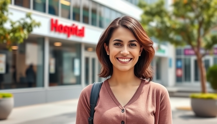 Interior Health new CEO challenges: woman outside hospital smiling.