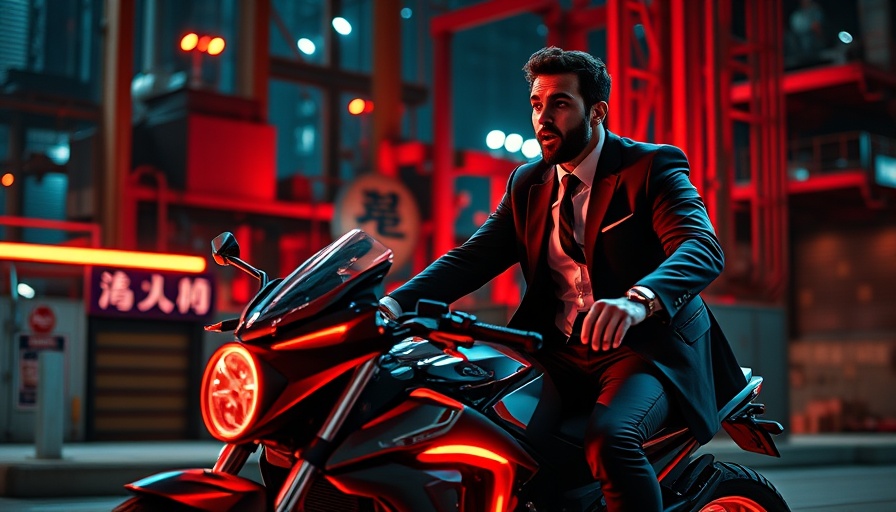 Futuristic bike with a surprised rider in Tron setting. Unanswered Questions in Tron: Ares.