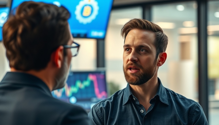 Focused man discussing Bull Mode Crypto Portfolio for 2025 in office.