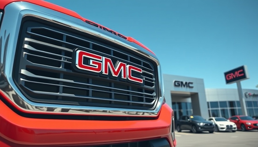 Red GMC truck parked at dealership General Motors Q1 earnings report.