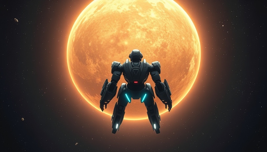 Futuristic robot near radiant celestial body in space, Gundam GQuuuuuuX.