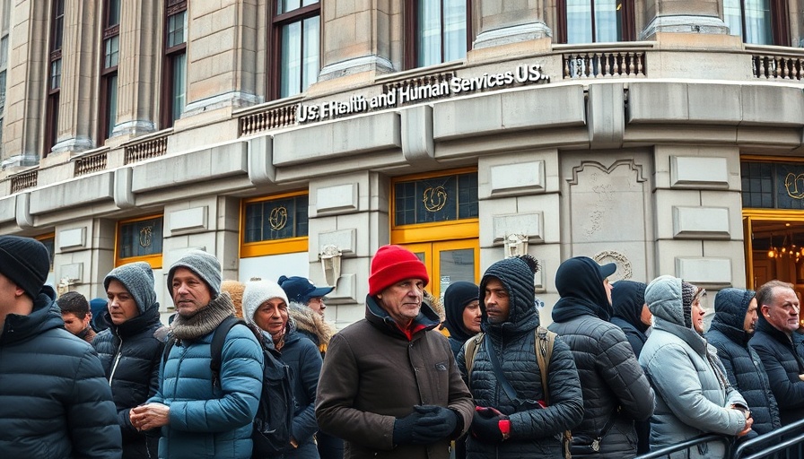 People in line outside Health and Human Services building, RFK Jr. cuts context.