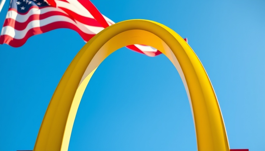 McDonald's logo with American flag in background, same-store sales decline.