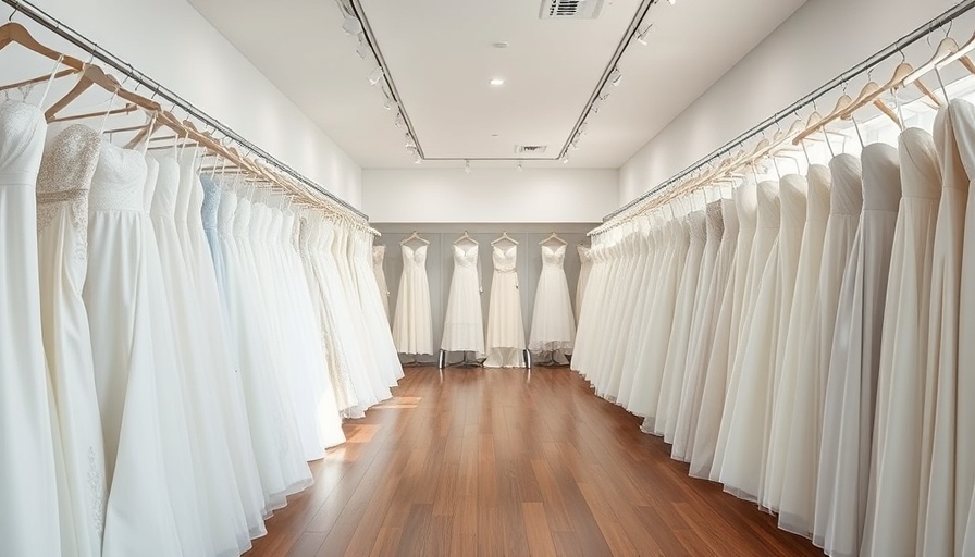 Elegant display of wedding dresses in a modern boutique.