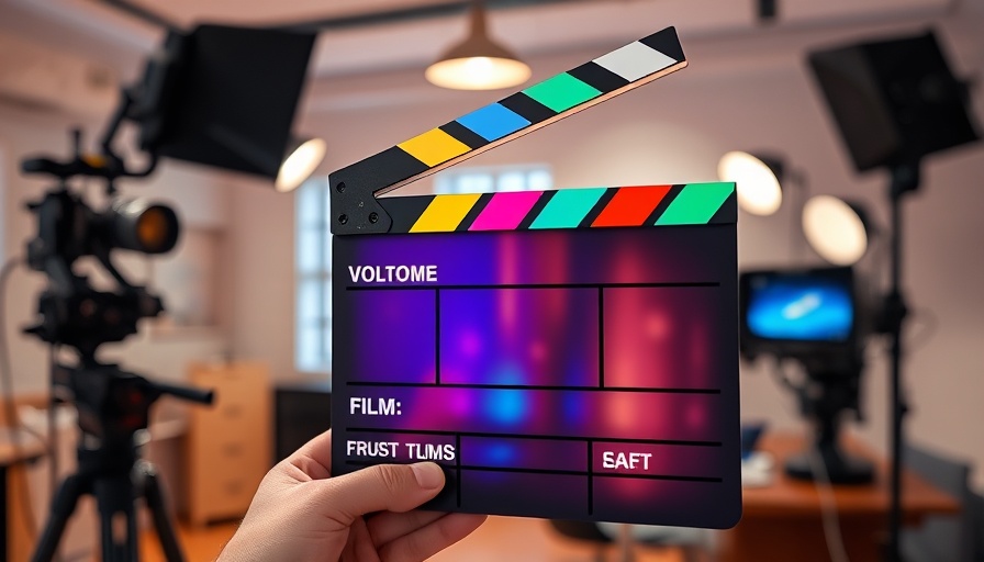 Film clapperboard on set highlighting Okanagan film industry.
