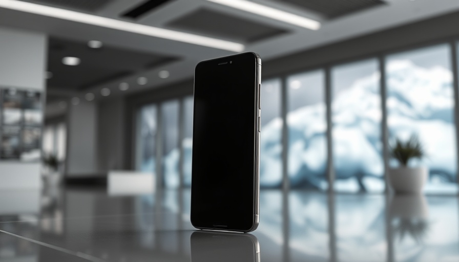 Sleek ultra-thin smartphone in modern showroom display.