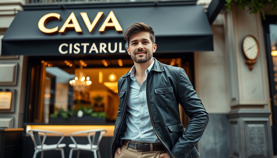Cava revenue beats estimates, man exits Cava restaurant confidently.