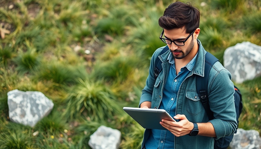 Casually dressed person browsing affordable VPN service on tablet outdoors.