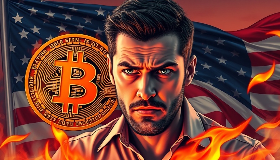 Bitcoin market volatility predictions with dramatic analysis and flag backdrop.