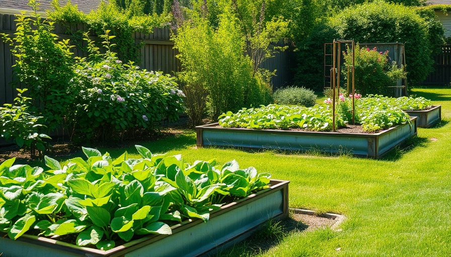No-till gardening setup with raised beds in a backyard