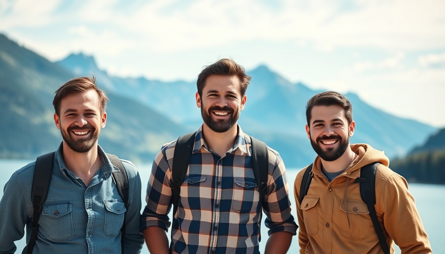 Three men smiling with mountains and lake in the background, Monarch funding in fintech.