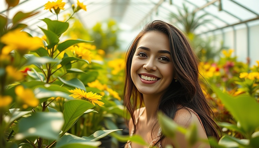Woman in a greenhouse, Cold Climate Gardening Zone 3, surrounded by plants.