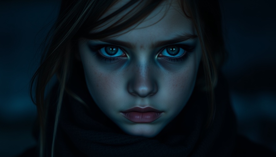Mysterious young girl in dark tones from Wednesday season 2.