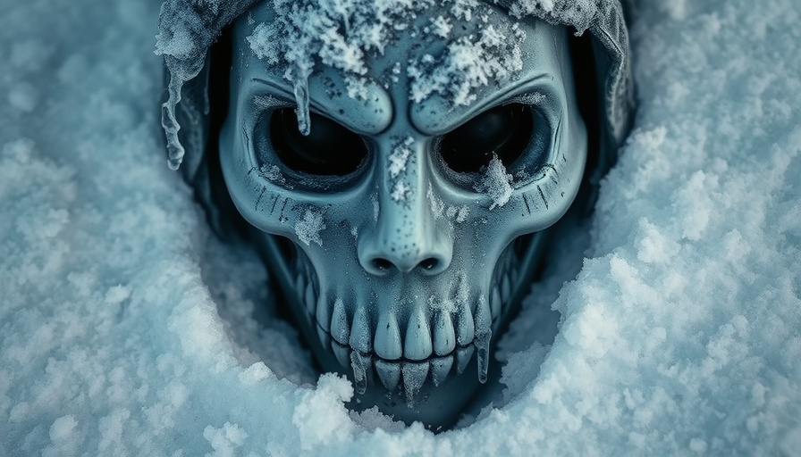 Eerie ice-covered mask face in snow from Black Phone 2 trailer.
