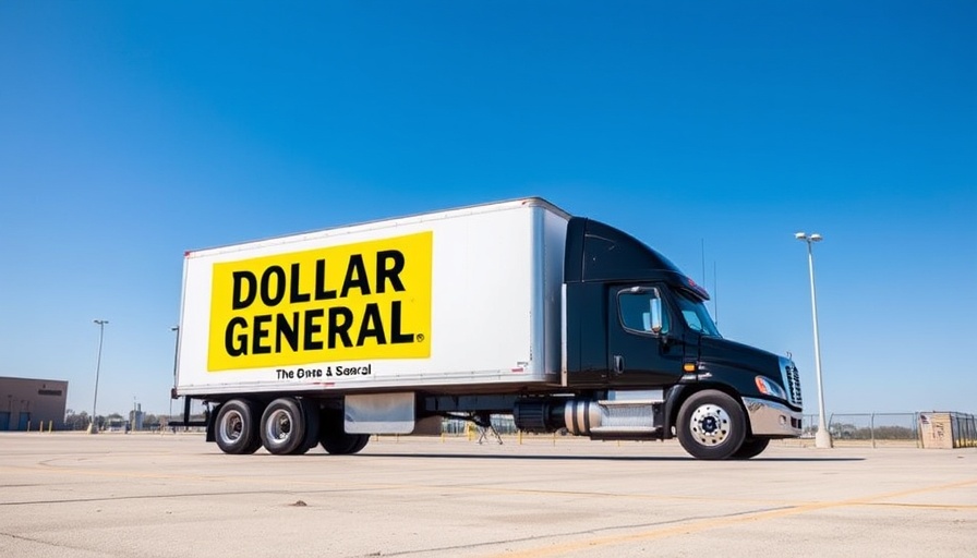 Dollar General truck with logo on clear day, attracting higher-income shoppers.