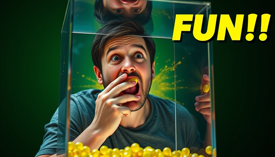 Pump.Fun Wealth Creation Opportunity capsule in glass cube with shocked man.