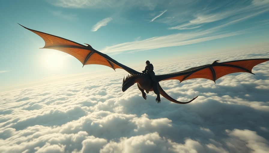 Dragon and rider soaring; How to Train Your Dragon box office success.