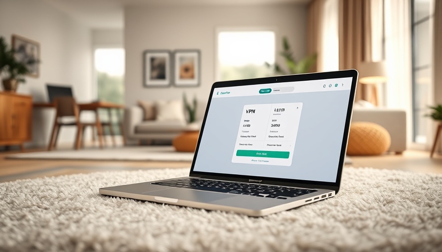 Modern home interior showcasing affordable VPN pricing on a laptop.