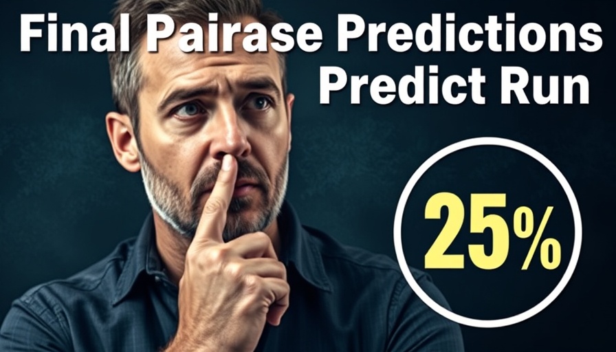 Thoughtful man with crypto bull run predictions graphic.