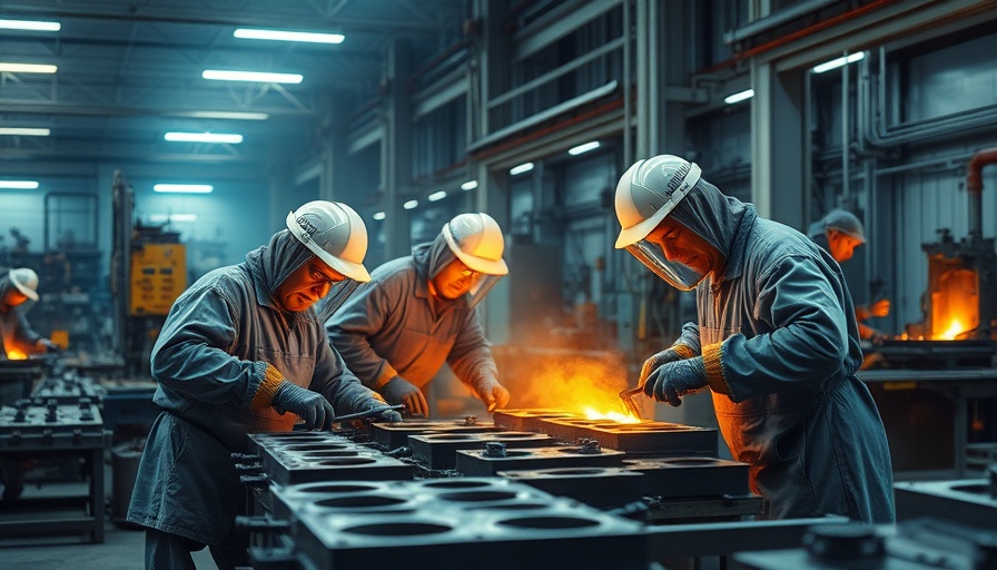 Investing in Silver: Workers in factory pouring molten metal