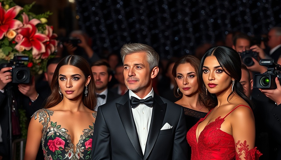 Elegant outfits at formal event, media photographers present.
