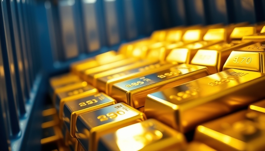 Gold bars in blue container showcasing Royal Gold Acquisitions.