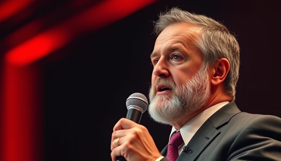 Middle-aged man with beard speaking at an event.