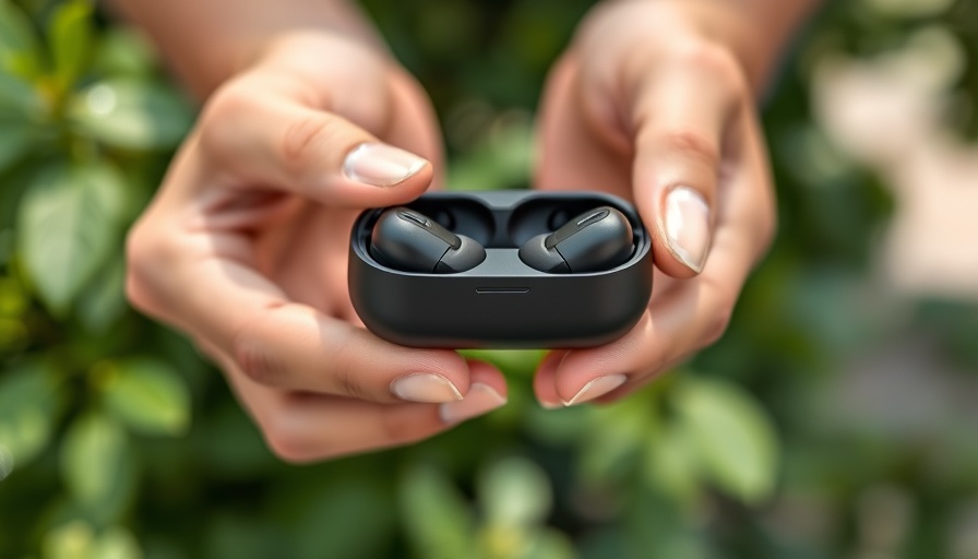 Close-up of hands holding OnePlus Buds 4 in review outdoors