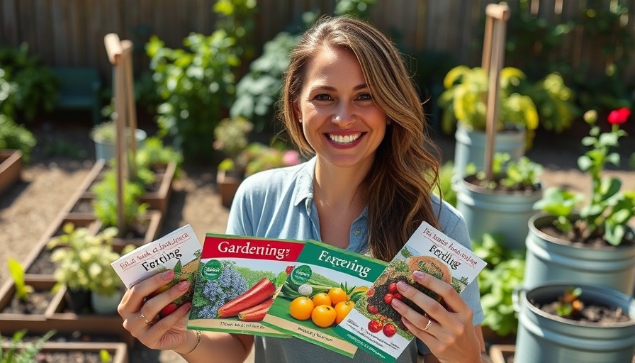 Woman in garden holding seeds, July planting guide for cold climates