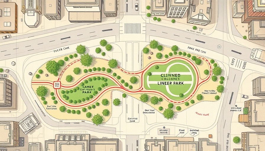 Illustrative map of Mill Creek Linear Park plan from Okanagan Lake to Parkinson Recreation Center.