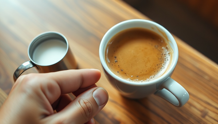 Coffee cup on table, Trump Brazil coffee tariff discussion concept.