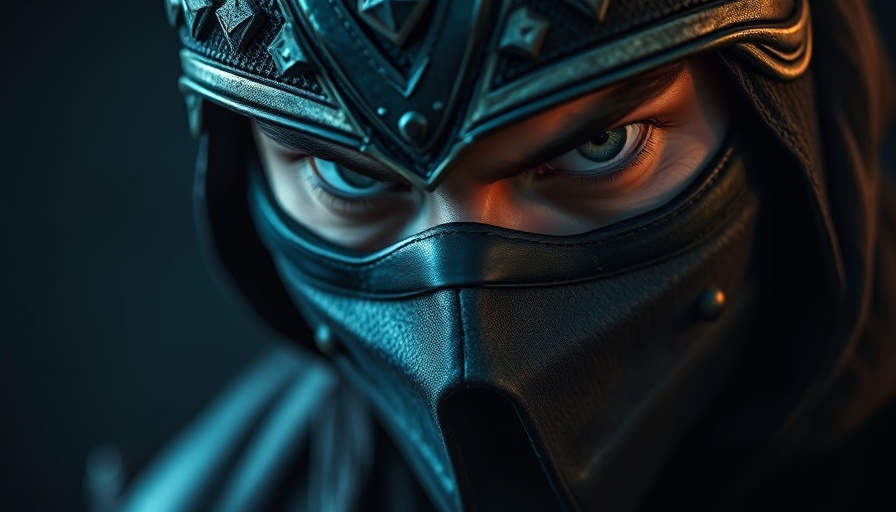 Masked warrior close-up, intense look, Mortal Kombat II sequel expectations.