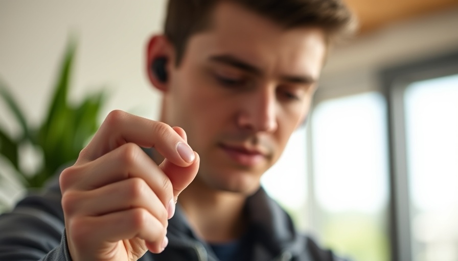 Man holding Soundcore Sleep A30 earbud, close-up view.
