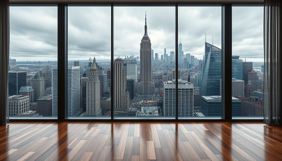 Stunning New York City skyline from modern apartment.