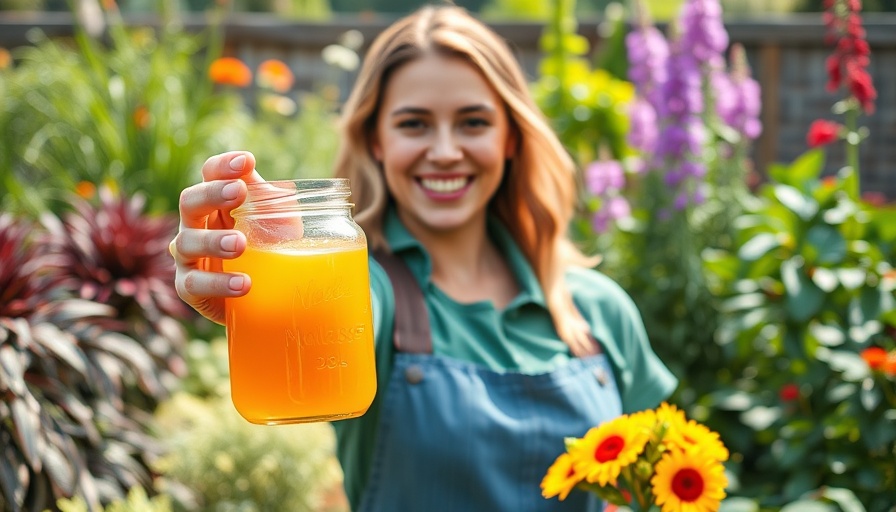 Using molasses in gardening with vibrant garden scene
