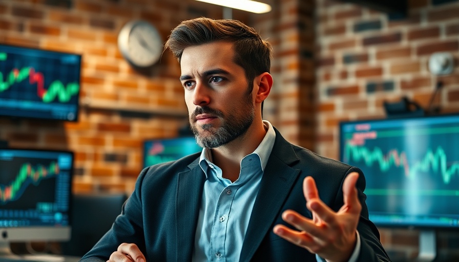 Focused man discussing hidden economic risks in modern office.